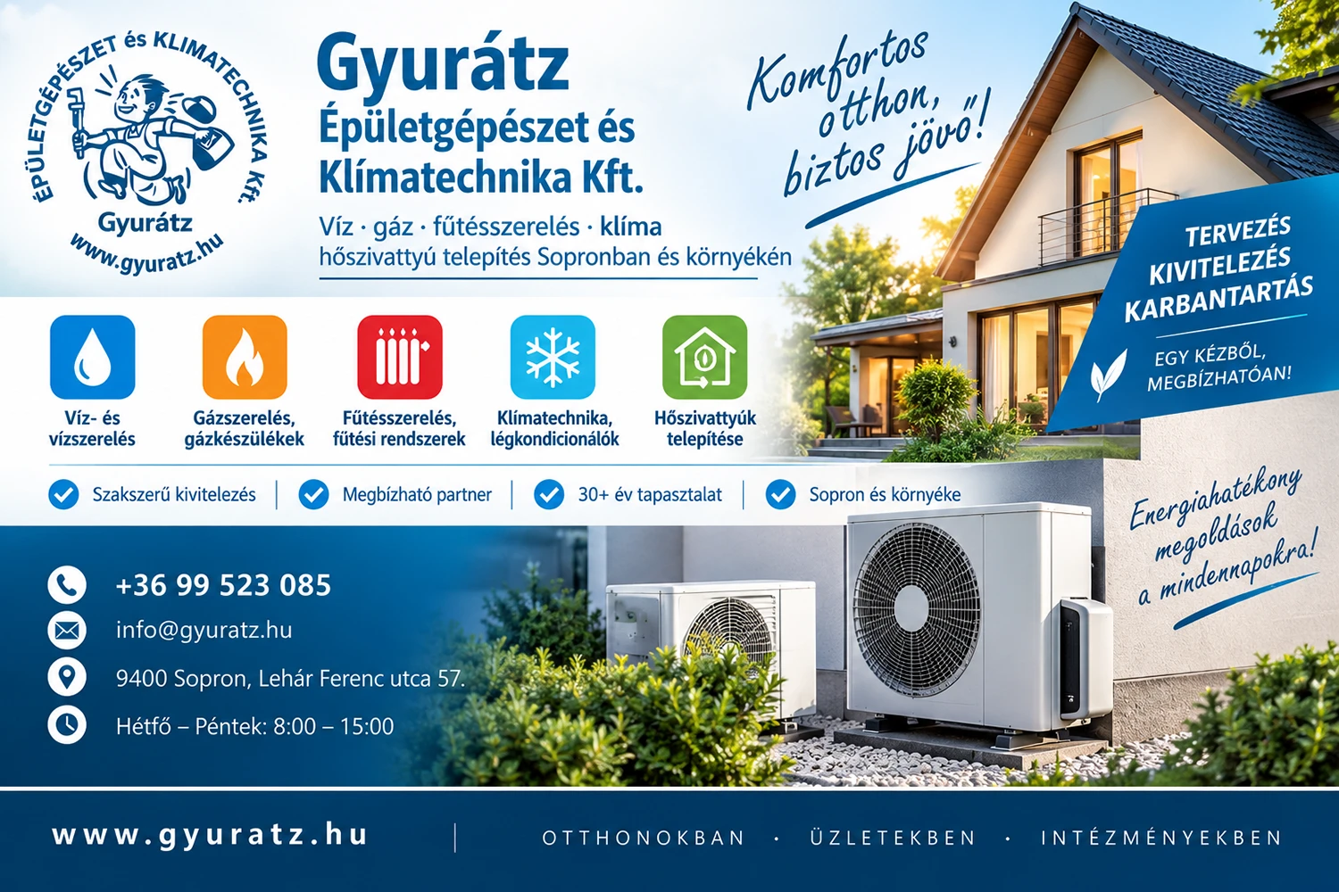 Gyurátz Épületgépészet Sopron – Klíma, gáz, fűtés