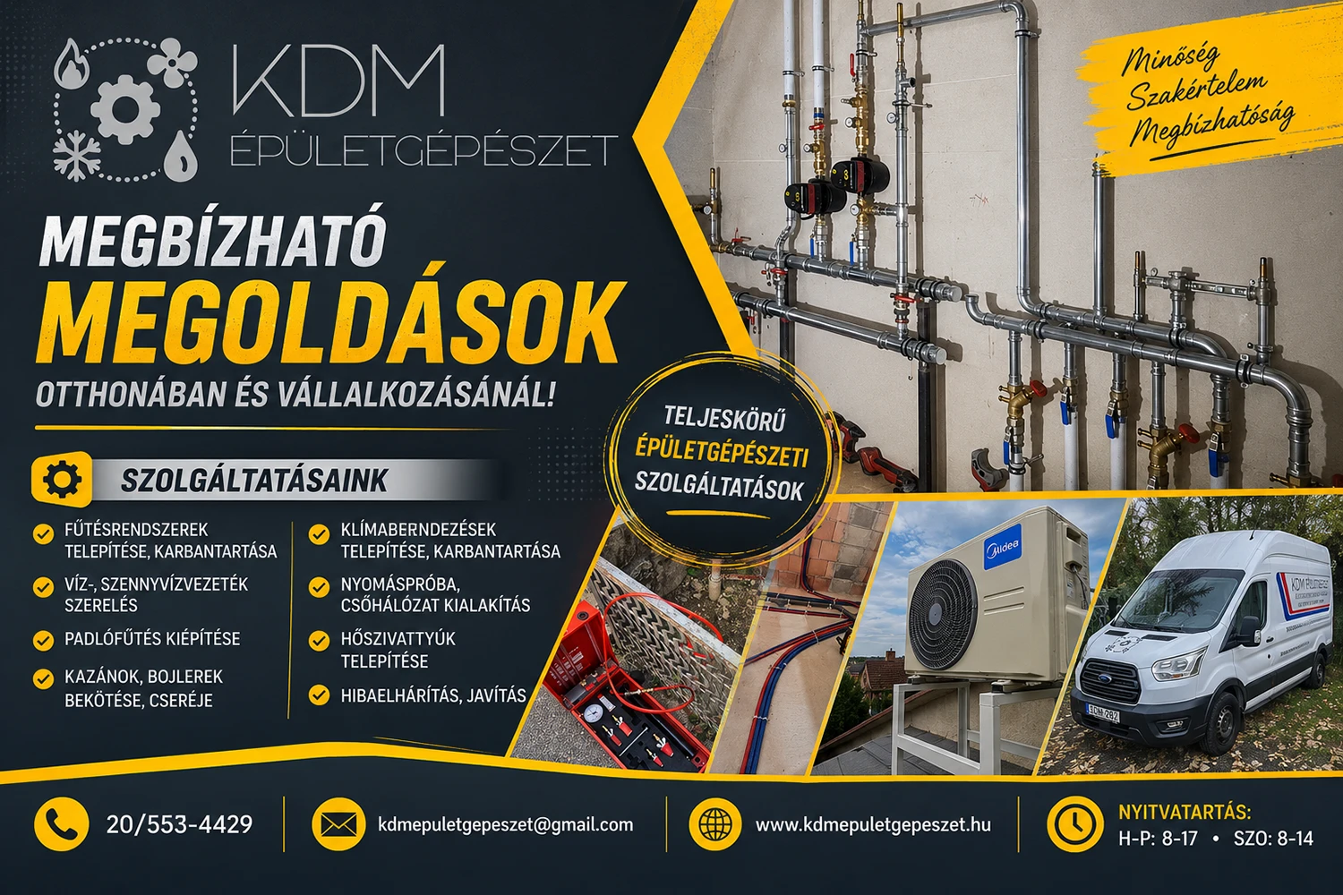 KDM Épületgépészet – Épületgépészeti szolgáltatások Sopronban